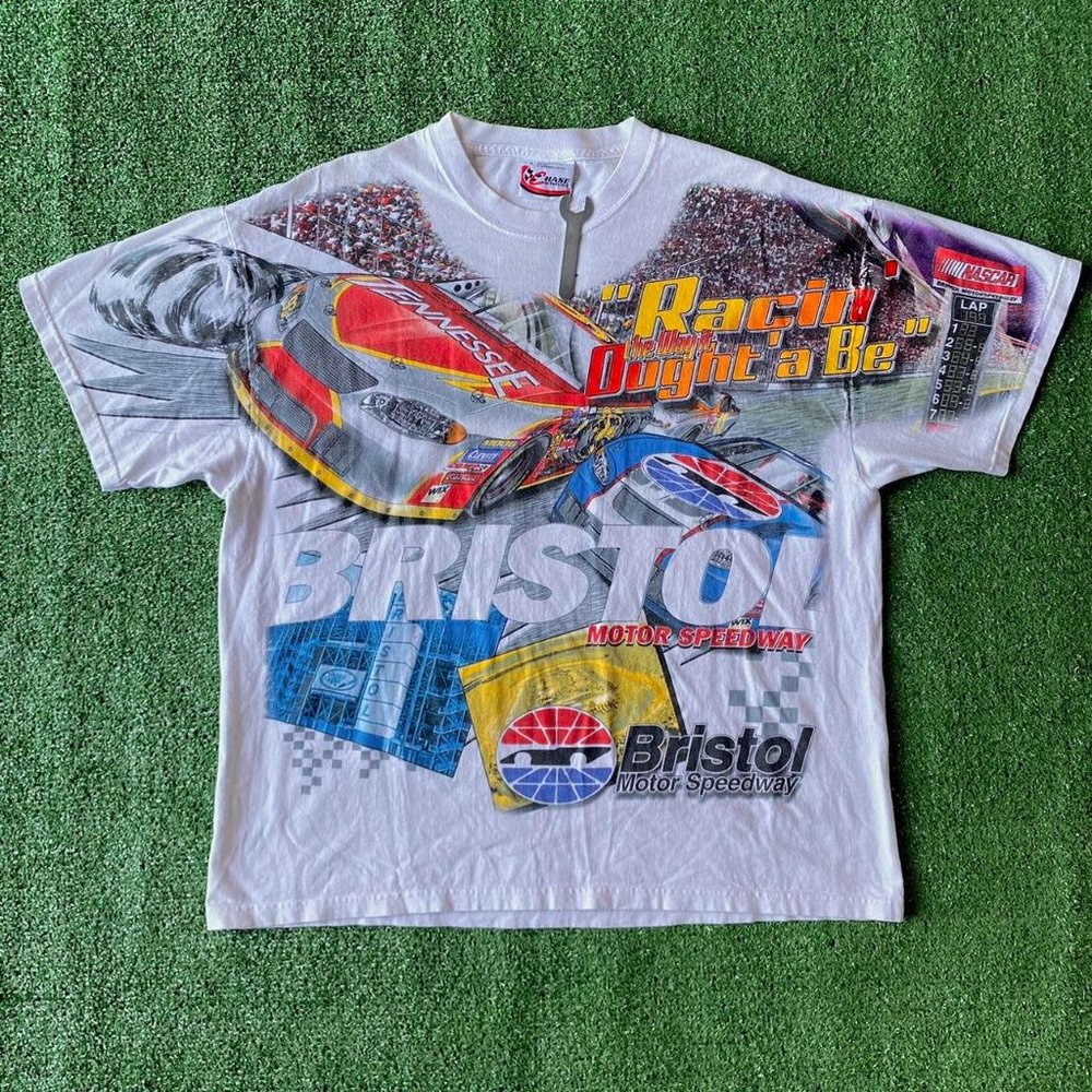 Vintage NASCAR Bristol Speedway AOP T shirt. Like new, no cracking.
